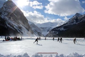 Ice Hockey around mountians